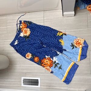 Maeve Blue Floral Wide Leg Jumpsuit